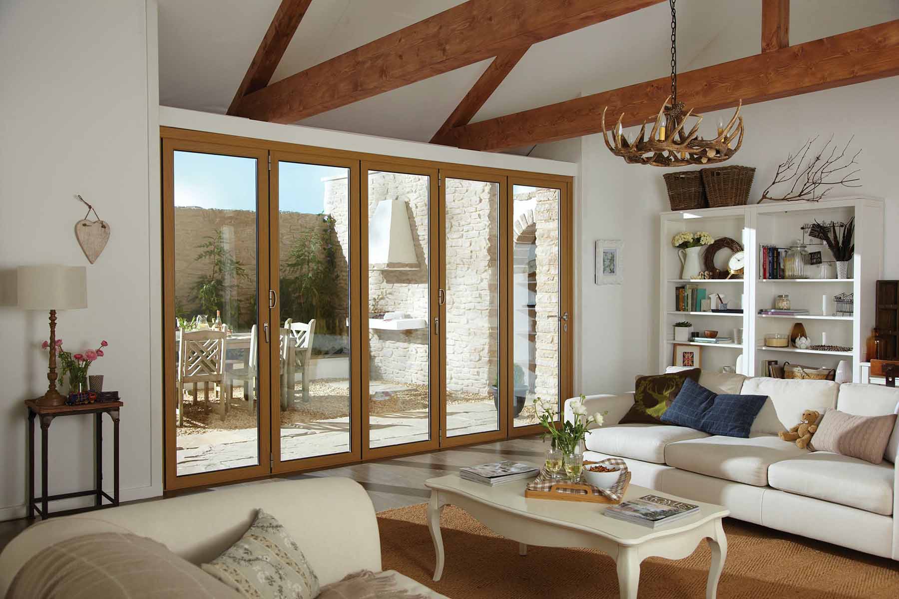 brown bifold doors in rural style home